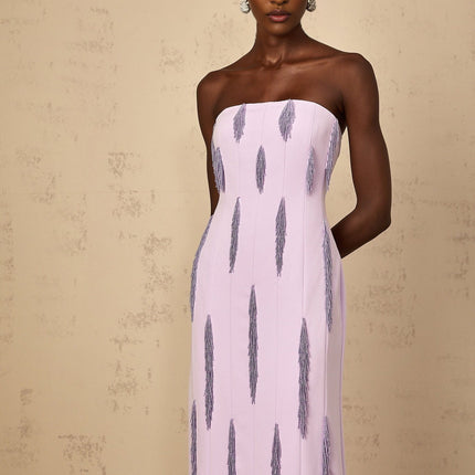 Mackenzie Purple Beaded Fringe Maxi Dress