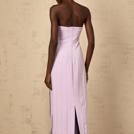 Mackenzie Purple Beaded Fringe Maxi Dress