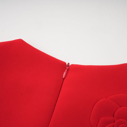 Mackenzie Red Floral Appliqué Mini Dress