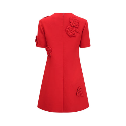 Mackenzie Red Floral Appliqué Mini Dress