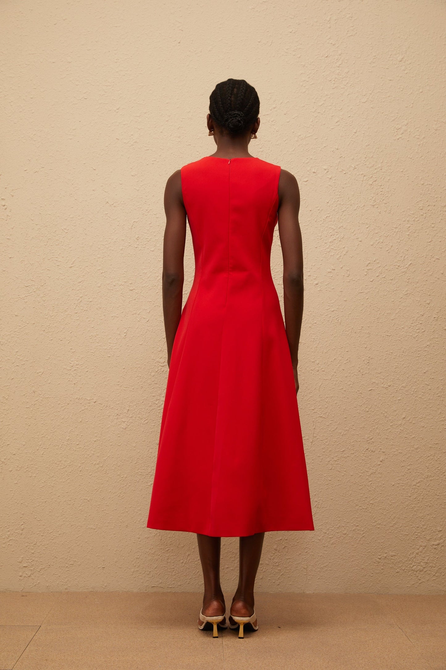 Mackenzie Red Floral Embroidered Midi Dress