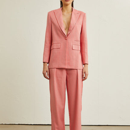 Macy Pink Crystal Embellished Jacket Trousers Set