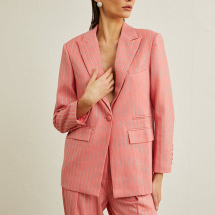 Macy Pink Crystal Embellished Jacket Trousers Set