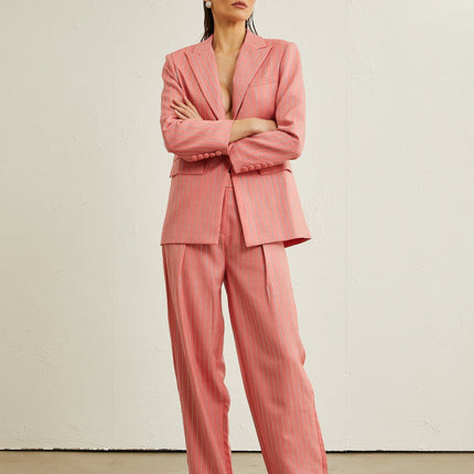 Macy Pink Crystal Embellished Jacket Trousers Set