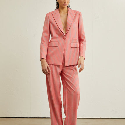 Macy Pink Crystal Embellished Jacket and Trousers Set