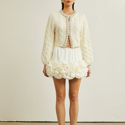 Macy White Faux Pearl Knit Jacket