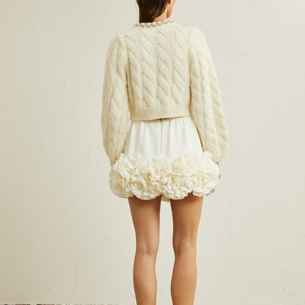 Macy White Faux Pearl Knit Jacket
