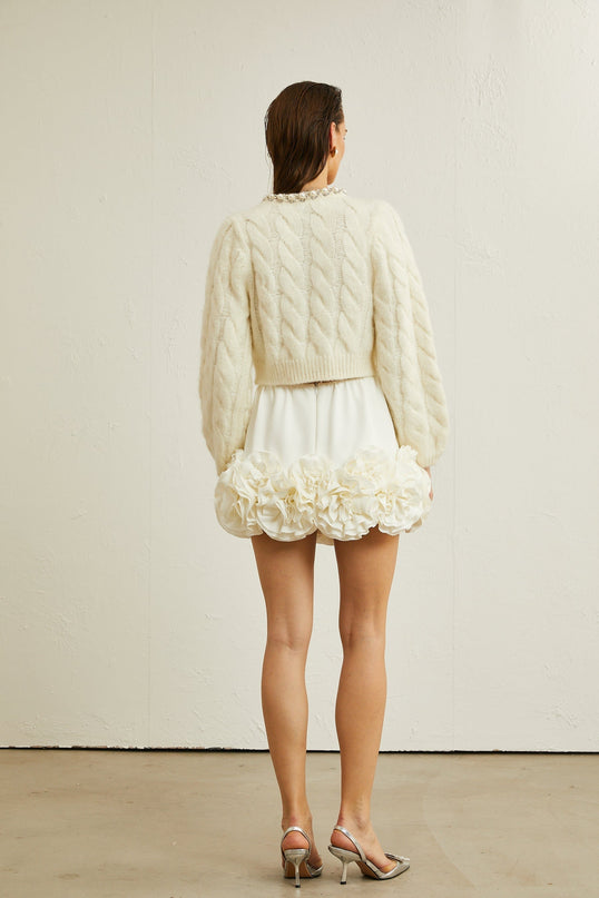Macy White Faux Pearl Knit Jacket