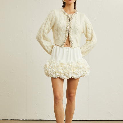 Macy White Faux Pearl Knit Jacket