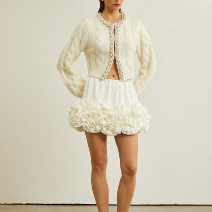 Macy White Faux Pearl Knit Jacket