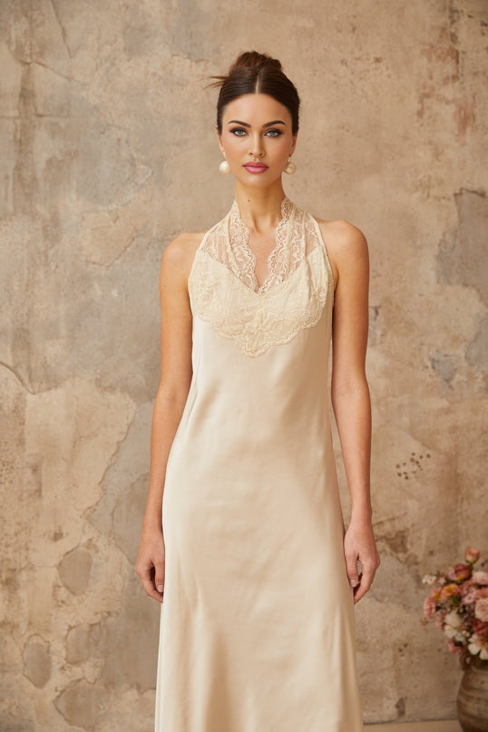 Macy White Lace Trim Maxi Dress