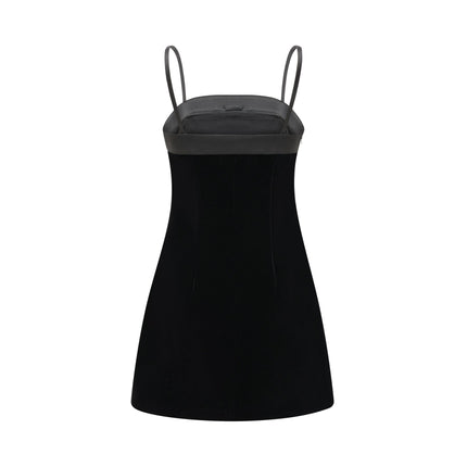 Madalynn Black Mini Dress with Bow Detailing and Spaghetti Straps