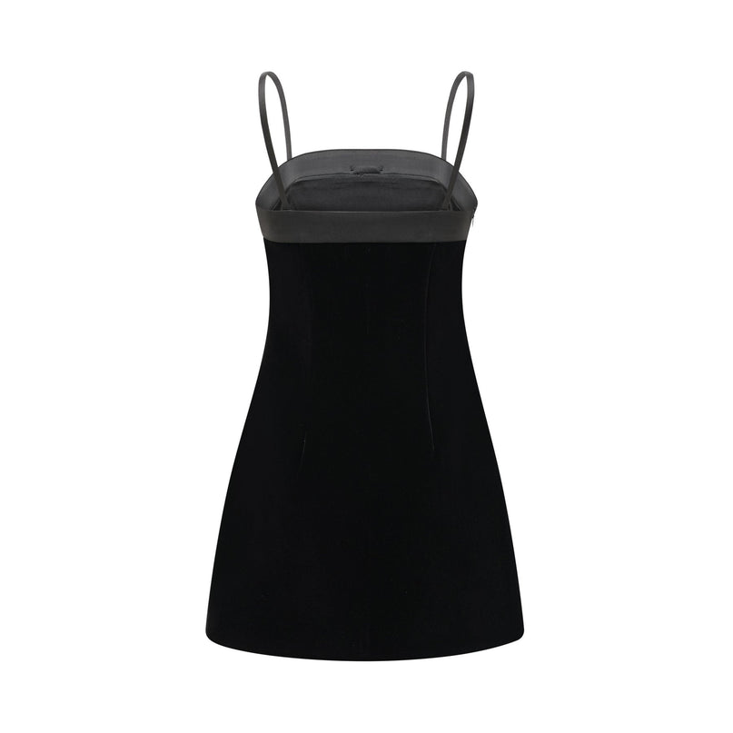 Madalynn Black Mini Dress with Bow Detailing and Spaghetti Straps