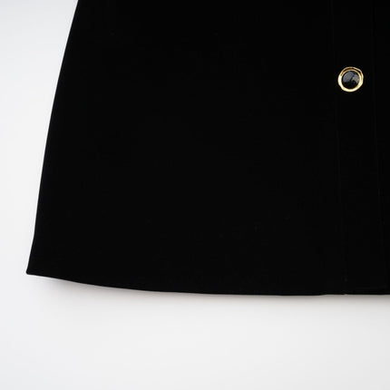 Madalynn Black Mini Dress with Bow Detailing and Front Button Accent