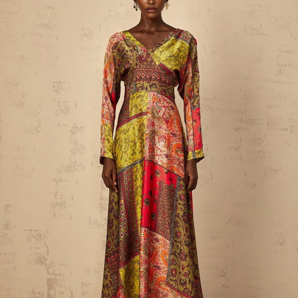 Madalynn Green Pattern Print Maxi Dress