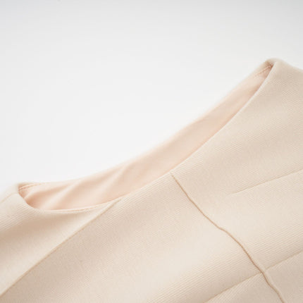 Madalynn Neutrals Sleeveless Mock Neck Pleated Knitted Midi Dress