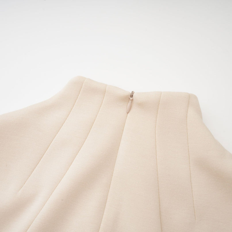Madalynn Neutrals Sleeveless Mock Neck Pleated Knitted Midi Dress