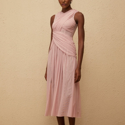 Madalynn Purple Mesh Midi Dress