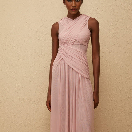 Madalynn Purple Mesh Midi Dress