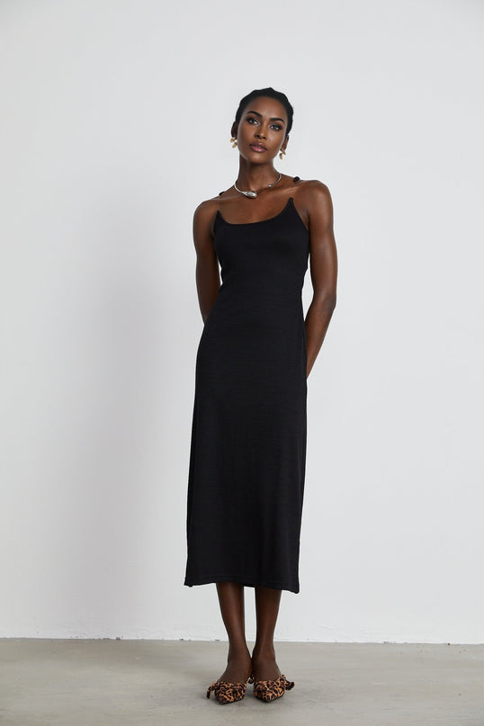 Madeleine invisiblestrap ribbed maxi dress