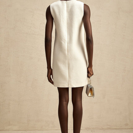 Madeline White Mini Dress with Embroidery and Bead Embellishments