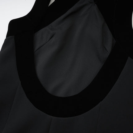 Madelyn Black Velvet Trim Mini Dress with Bow Detailing and Low Back