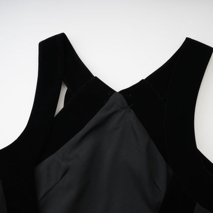 Madelyn Black Velvet Trim Mini Dress