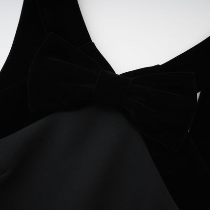 Madelyn Black Velvet Trim Mini Dress