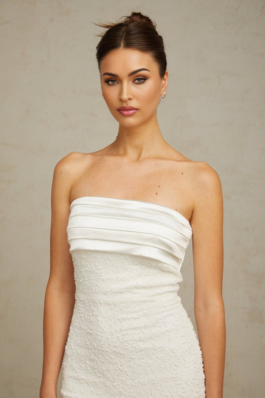 Madison White Sequin Off Shoulder Mini Dress
