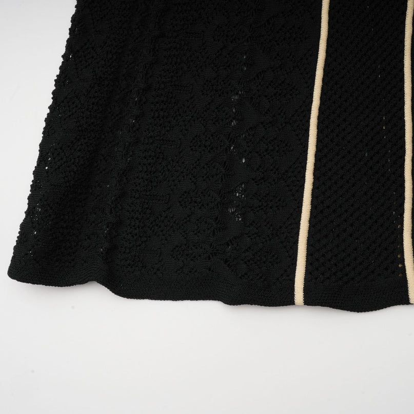 Maëlys black verticalstripe netted maxi dress