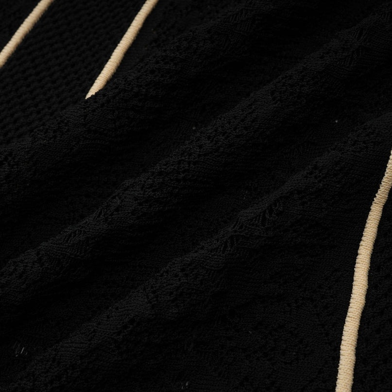 Maëlys black verticalstripe netted maxi dress