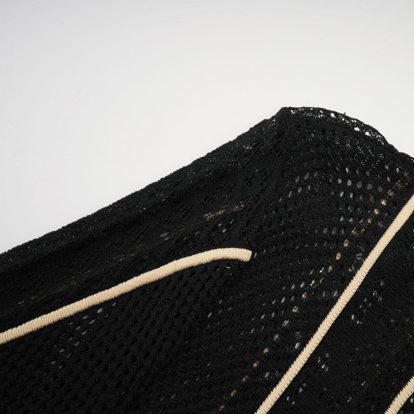 Maëlys black verticalstripe netted maxi dress