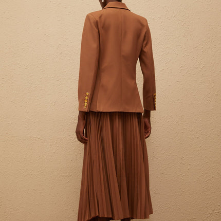 Maëlys Brown Double Breasted Blazer Skirt Set