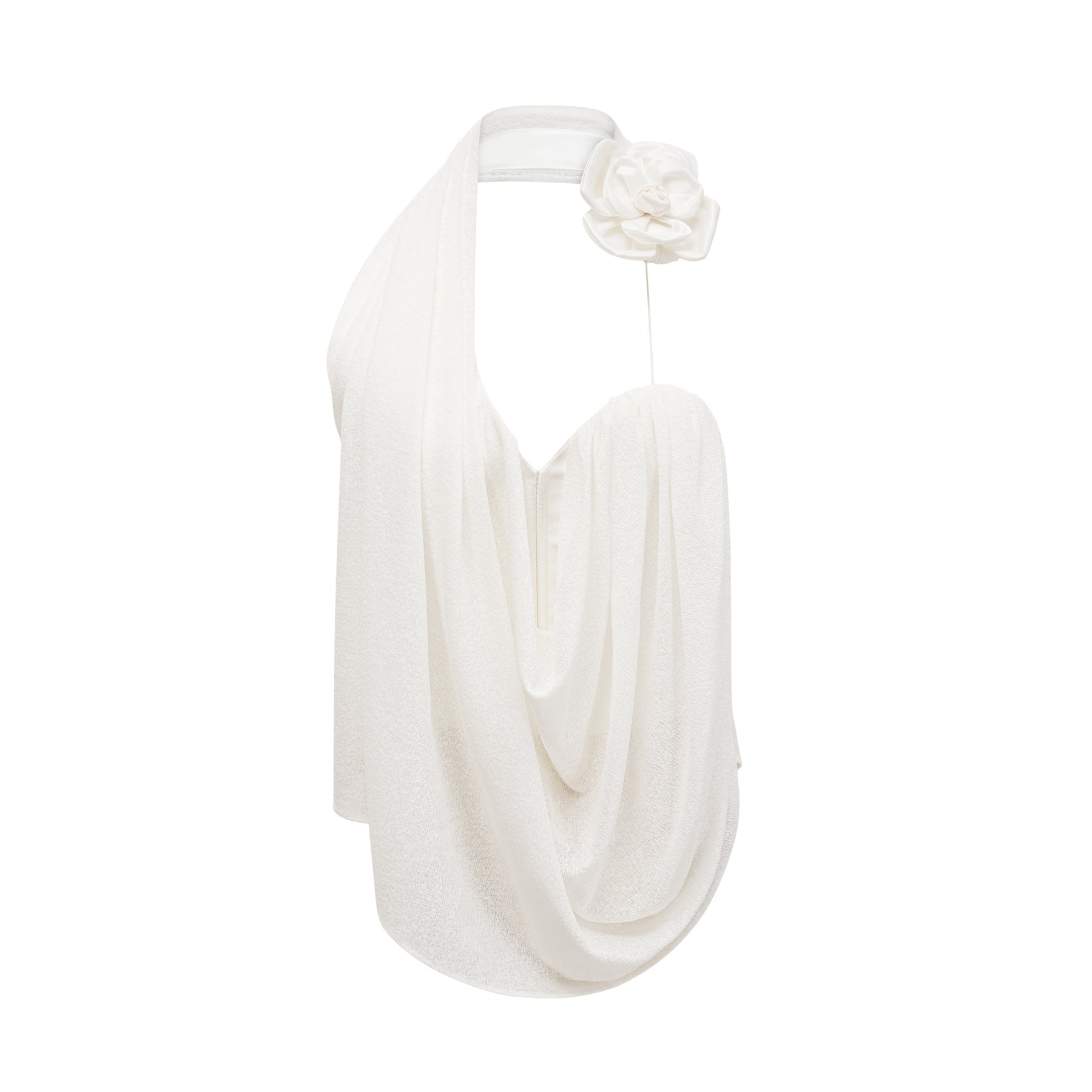 Maeva white halterneck floralappliqué top