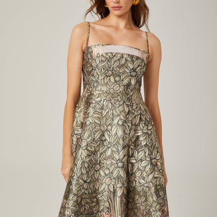 Maeve Green Jungle Print Sleeveless Midi Dress