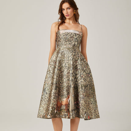 Maeve Green Jungle Print Sleeveless Midi Dress