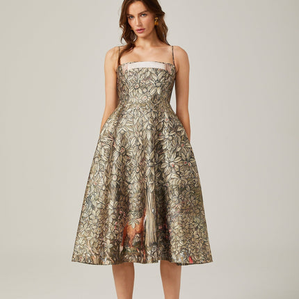 Maeve Green Jungle Print Sleeveless Midi Dress