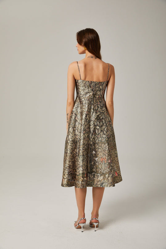 Maeve Green Jungle Print Sleeveless Midi Dress