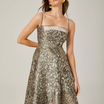 Maeve Green Jungle Print Sleeveless Midi Dress