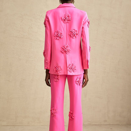 Maeve Pink Jacket Trousers Matching Set in Viscose Terylene Blend