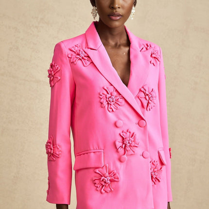 Maeve Pink Jacket Trousers Matching Set in Viscose Terylene Blend