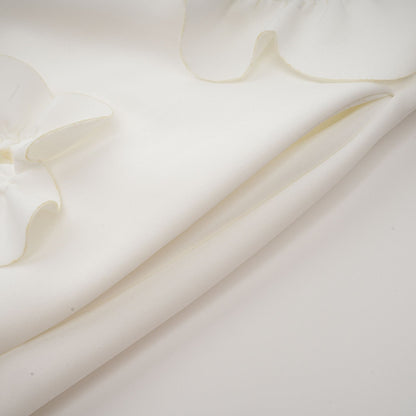 Magali bowtie fauxflower embellished sleeveless maxi dress in White