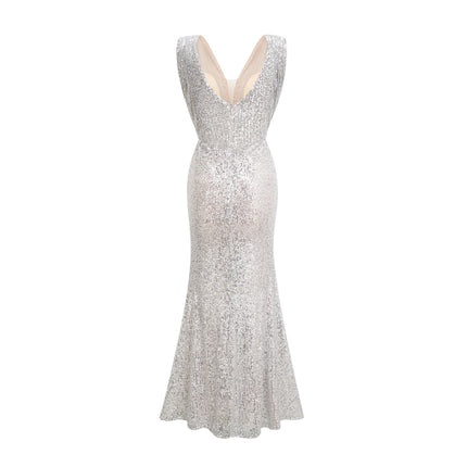 Maisie Silver Sequin Maxi Dress
