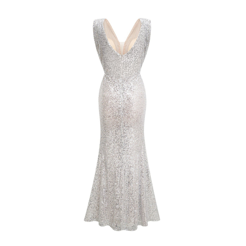 Maisie Silver Sequin Maxi Dress