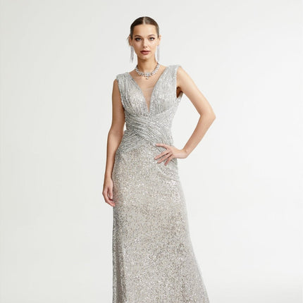 Maisie Silver Sequin Maxi Dress