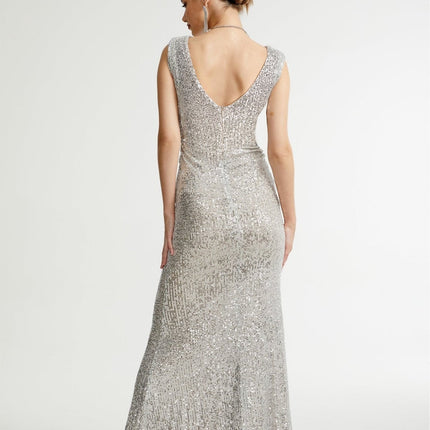 Maisie Silver Sequin Maxi Dress