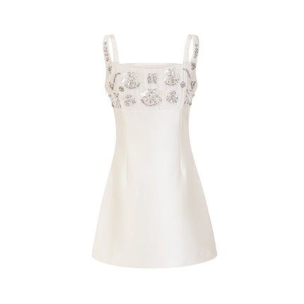 Maisie White Crystal Embellished Mini Dress