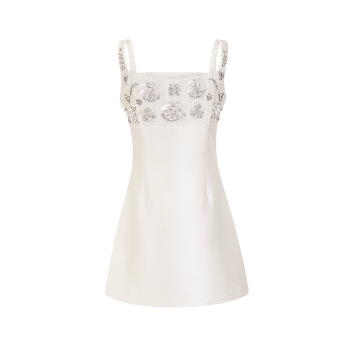 Maisie White Crystal Embellished Mini Dress