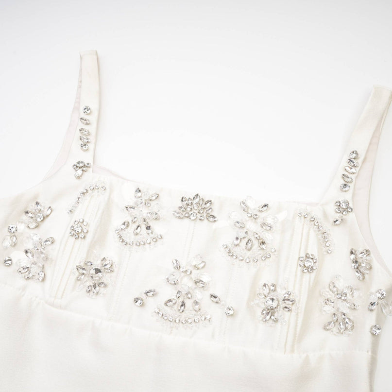 Maisie White Crystal Embellished Mini Dress