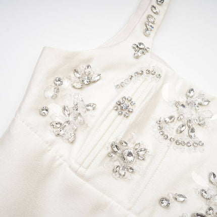 Maisie White Crystal Embellished Mini Dress